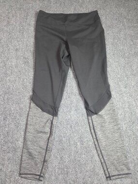 Gaiam Womens Black & Gray High-Waist Leggings L/G Spandex Blend Activewear